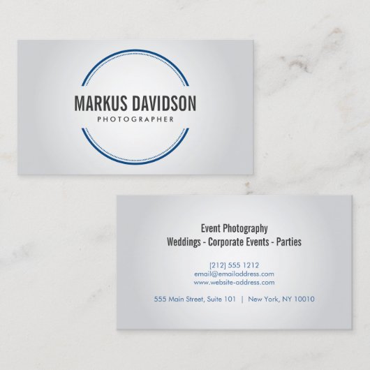 写真家ブルーカメラレンズ名刺 名刺 (正面/裏面)