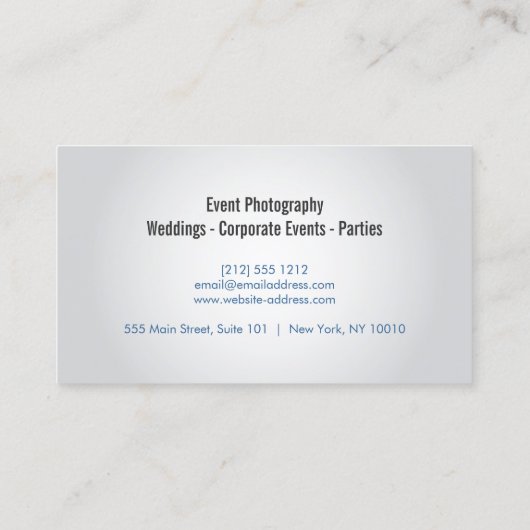 写真家ブルーカメラレンズ名刺 名刺 (裏面)