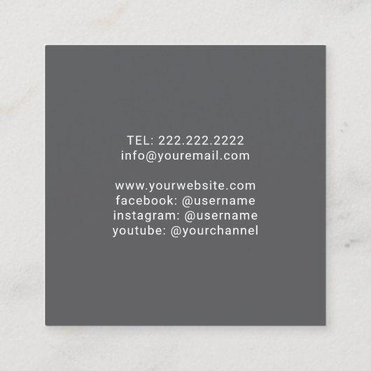 写真家プロフェッショナルカメラ撮影 スクエア名刺 (裏面)