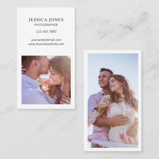 写真家ホワイトスクエア写真ミニマシンプルリスト 名刺 (正面/裏面)