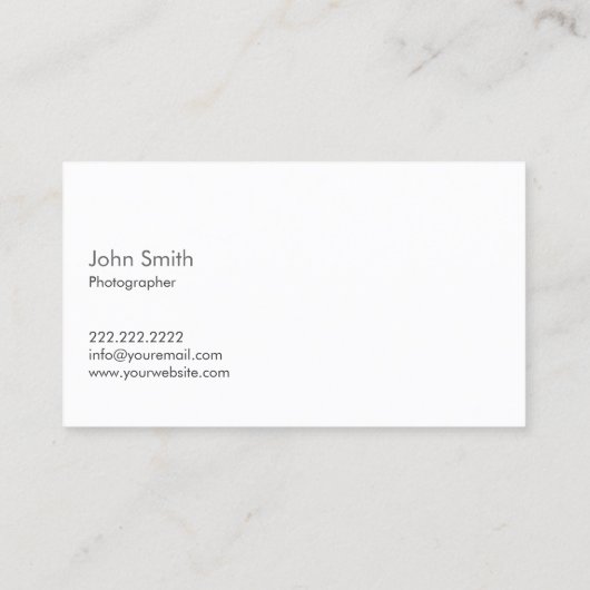 写真家ミニマリスト18%グレーカード写真 名刺 (裏面)