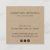 写真家モダンカメラプロフェッショナル工芸 スクエア名刺 (裏面)