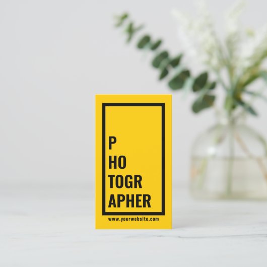 写真家モダン黄はっきりした縁ど 名刺 (スタンド正面)