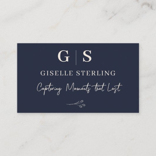 写真家モノグラムエレガントネイビーブルークリーム 名刺 (正面)