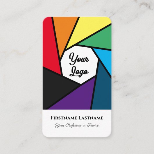 写真家レインボーカラーDSLRカメラレンズ 名刺 (正面)