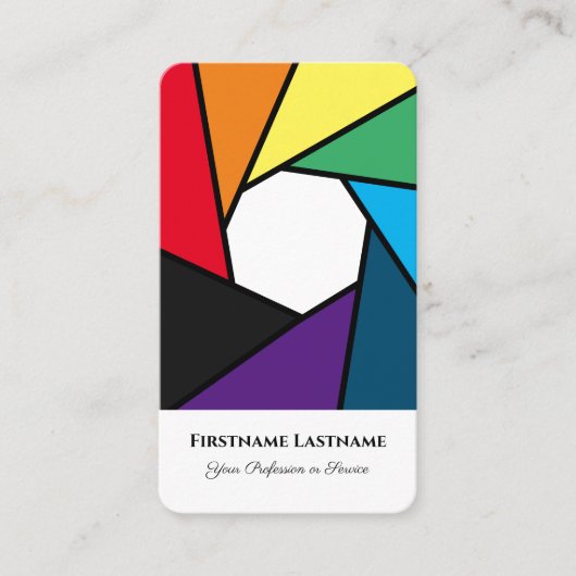 写真家レインボーカラーDSLRカメラレンズ 名刺 (正面)