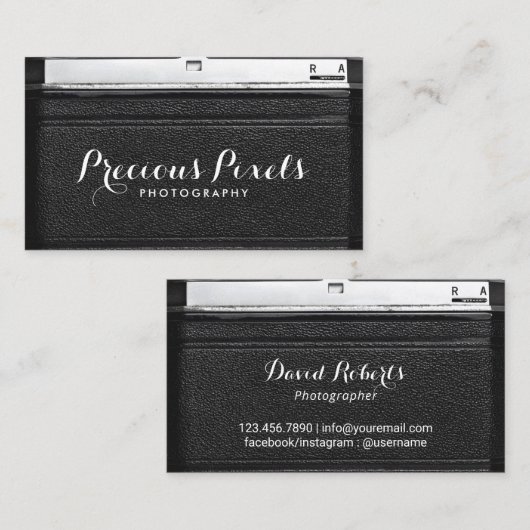 写真家ヴィンテージカメラレザー写真 名刺 (正面/裏面)