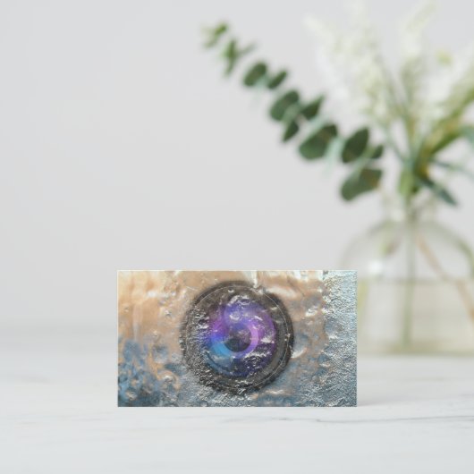 写真家凍っていカメラのレンズ撮影 名刺 (スタンド正面)