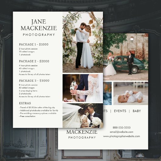 写真家向けプライスリストサービス フライヤーテンプレート チラシ