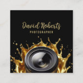 写真家抽象芸術金ゴールドカメラレンズ撮影 スクエア名刺 (正面)