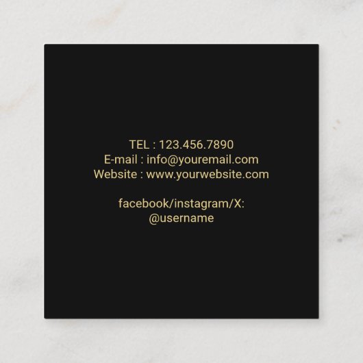 写真家抽象芸術金ゴールドカメラレンズ撮影 スクエア名刺 (裏面)