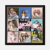 写真家族コラージュ母の子守ママ日8日 マグネット (正面)