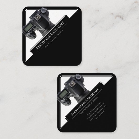 写真家用DSLRカメラレンズビデオグラファー スクエア名刺 (正面/裏面)