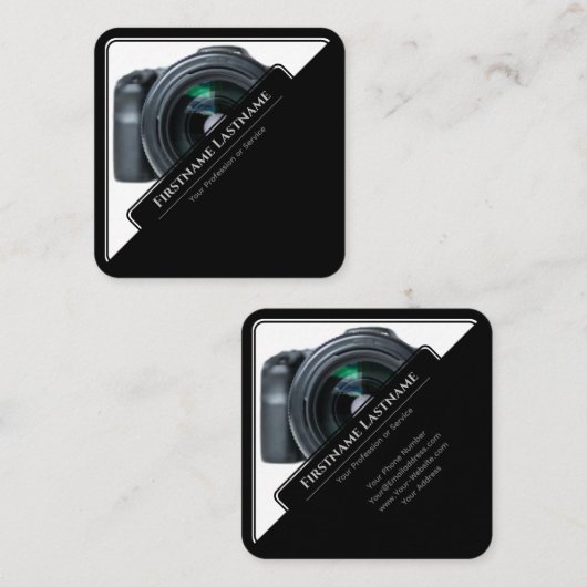 写真家用DSLRカメラレンズビデオグラファー スクエア名刺 (正面/裏面)