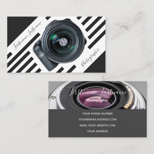 写真家用DSLRカメラレンズビデオグラファー 名刺 (正面/裏面)