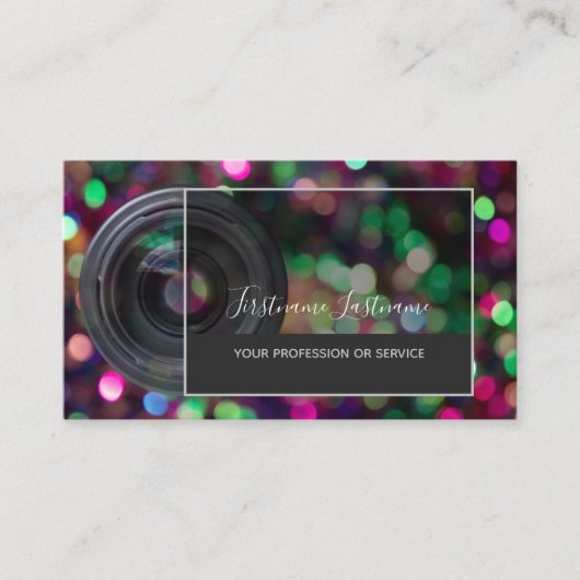 写真家用DSLRカメラレンズビデオグラファー 名刺 (正面)