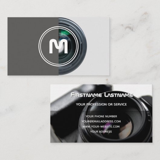 写真家用DSLRカメラレンズビデオグラファー 名刺 (正面/裏面)