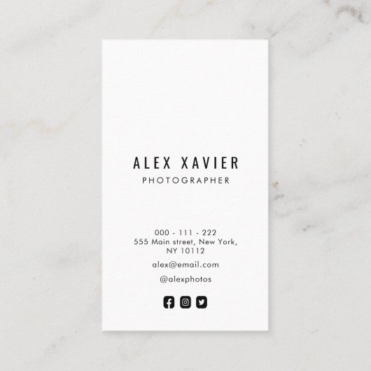 写真家結婚の名刺 名刺 (裏面)