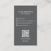 写真家2写真カスタムアイコンQRコードグレー 名刺 (裏面)