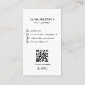 写真家2写真カスタムアイコンQRコードホワイト 名刺 (裏面)