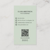写真家2写真カスタムアイコンQRセージ緑 名刺 (裏面)