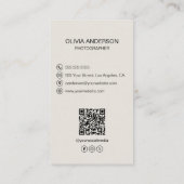 写真家2写真置き換え可能アイコンQRコード 名刺 (裏面)