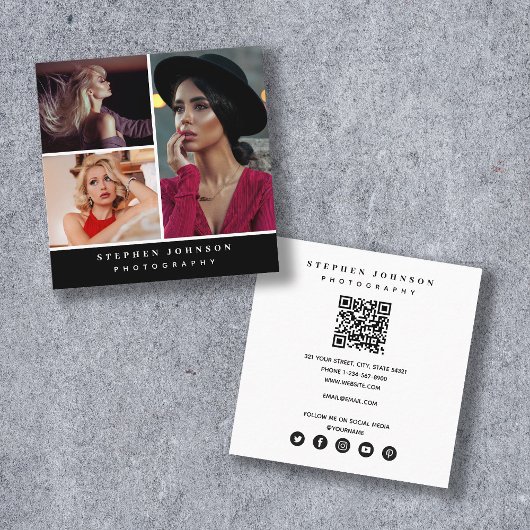 写真家3写真QRコードソーシャルメディアのアイコン スクエア名刺