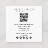 写真家3写真QRコードソーシャルメディアのアイコン スクエア名刺 (裏面)