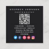 写真家4枚QRコードソーシャルメディアのアイコン スクエア名刺 (裏面)