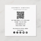 写真家4枚QRコードソーシャルメディアのアイコン スクエア名刺 (裏面)