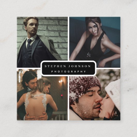 写真家4枚QRコードソーシャルメディアのアイコン スクエア名刺 (正面)