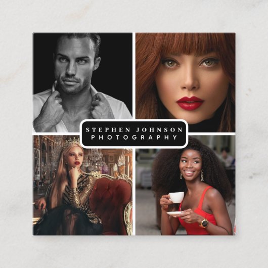 写真家4枚QRコードソーシャルメディア スクエア名刺 (正面)