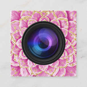 写真家、カメラで渦巻き花を撮影 スクエア名刺