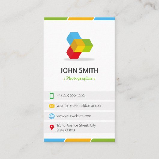 写真家 – カラフル QRコード付き 名刺 (正面)