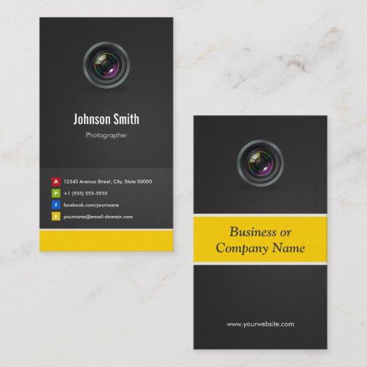写真家 – プレミアムクリエイティブ革新的 名刺 (正面/裏面)