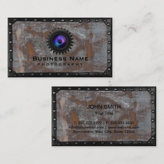 写真家,錆びた金属の額縁写真 名刺 (正面/裏面)