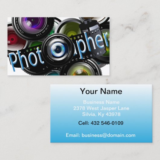 写真家 – 青 名刺 (正面/裏面)