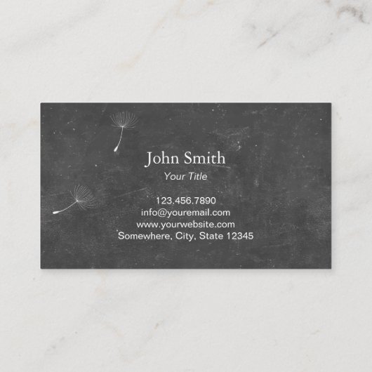 写真家Chalkboard Dandelion写真 名刺 (裏面)