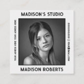 写真家QRコードカスタム写真ホワイトスモークシック スクエア名刺 (正面)