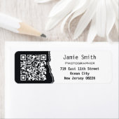 写真家QRコードホワイト&ブラック差出人住所 ラベル (インサイチュ)