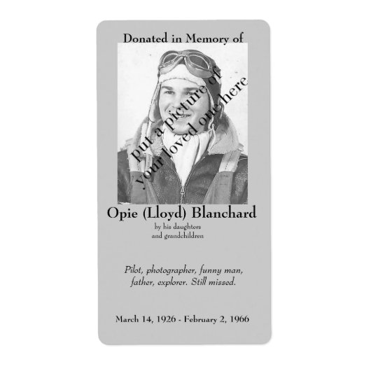 写真寄贈蔵書票.. ラベル (正面)