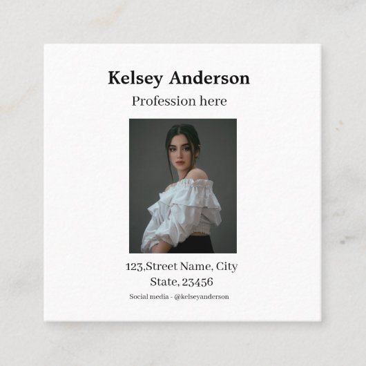 写真専門モダンのソーシャルメディアのアドレスsimpl スクエア名刺 (正面)