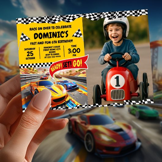 写真市松模様に付き子のフラグパーティー 招待状