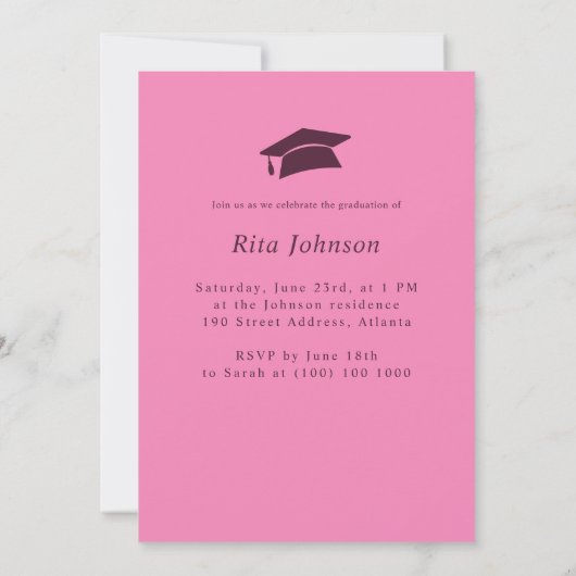 写真市松模様に高校卒業式パーティー 招待状 (裏面)