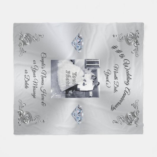 写真年の結婚記念日のギフトのアイディア フリースブランケット (正面(横))