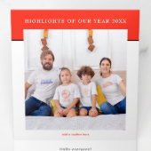 写真年の表示フェスティバルニュースレターフローラ赤 三つ折りクリスマスカード (内部最初)