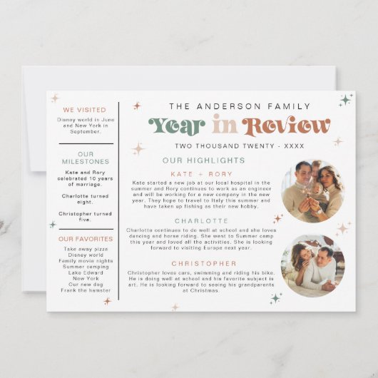 写真年レビュー休暇カードクリスマスボホ シーズンカード (裏面)