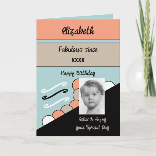 写真年名マイルストーンの誕生日の緑を追加 カード (正面)