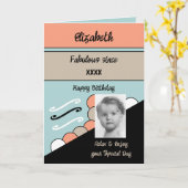 写真年名マイルストーンの誕生日の緑を追加 カード (黄色い花)