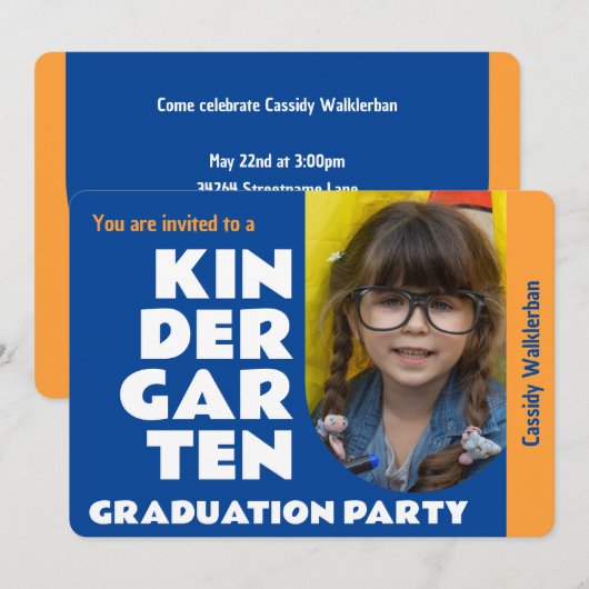 写真幼稚園の卒業式 招待状 (正面/裏面)